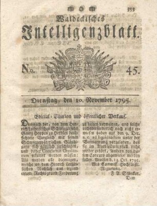 No. 45, Dienstag, den 10. November 1795