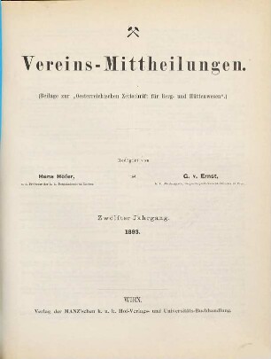 Oesterreichische Zeitschrift für Berg- und Hüttenwesen. Vereins-Mittheilungen. 12. 1893