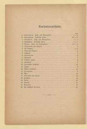 Kartenverzeichnis