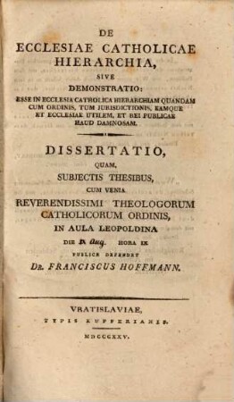 De ecclesiae catholicae hierarchia