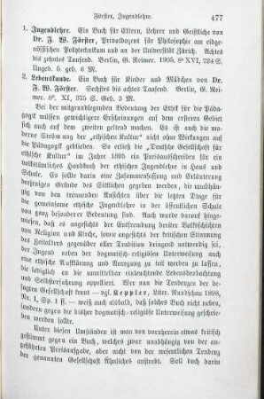 477-480 [Rezension] Foerster, Friedrich Wilhelm, Jugendlehre