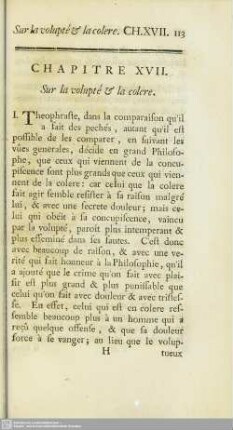 Chapitre XVII. Sur la volupté & la colere