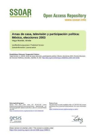Amas de casa, televisión y participación política: México, elecciones 2003