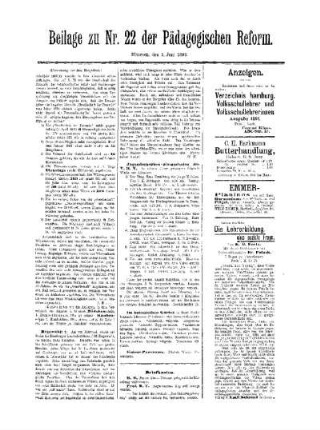 Anzeigen : Beilage zu Nr. 22 der Pädagogischen Reform