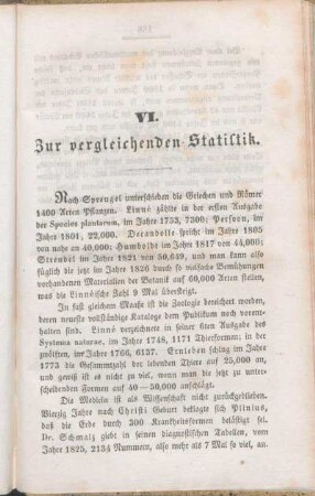 VI. Zur vergleichenden Statistik.