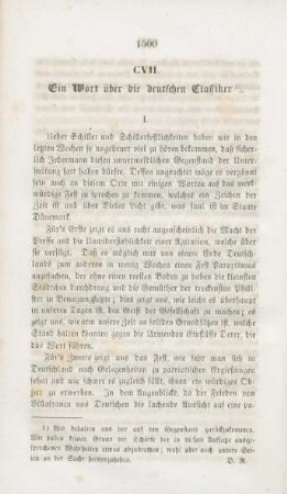 1500-1511 Ein Wort über die deutschen Classiker