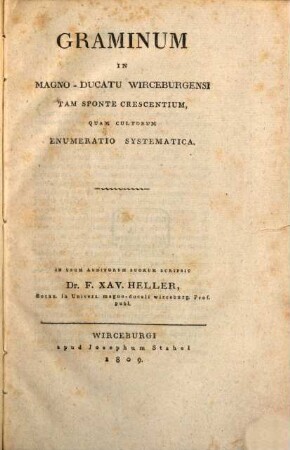 Graminum in magno-ducatu Wirceburgensi tam sponte crescentium, quam cultorum enumeratio systematica