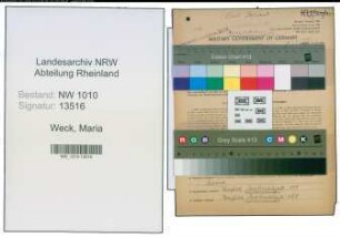 Entnazifizierung Maria Weck , geb. 27.02.1904 (Verw.Angestellter)