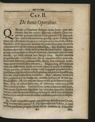 Cap. II. De bonis Operibus.