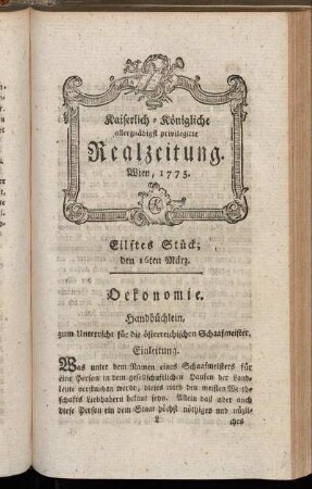 Eilftes Stück; den 16ten März. Wien, 1775.
