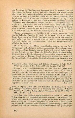 470-471 [Rezension] Zabim (Die mit Samenfluß Behafteten)