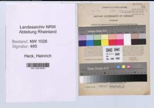 Entnazifizierung Heinrich Heck , geb. 12.04.1897 (Behoerdenangestellter)