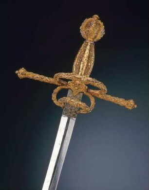 Rapier / Garnitur bestehend aus Rapier mit Dolch, Dolchscheide und zwei Messern