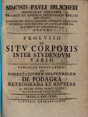 Prolusio de situ corporis inter studendum vario