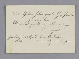 Agnes Perthes. – Hamburg, 13.04.1813