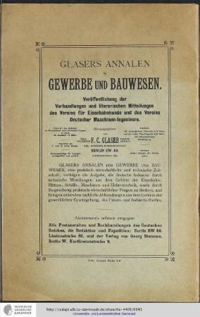 Glasers Annalen Gewerbe und Bauwesen