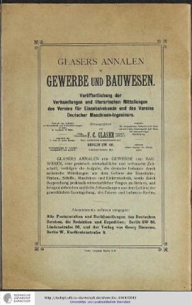 Glasers Annalen Gewerbe und Bauwesen