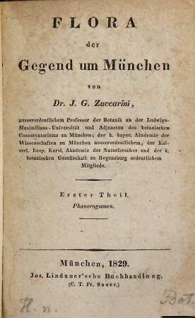 Flora der Gegend um München, 1. Phanerogamen
