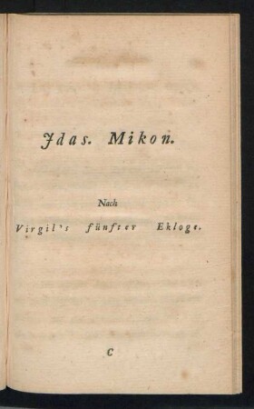 Jdas. Mikon. Nach Virgil's fünfter Ekologe