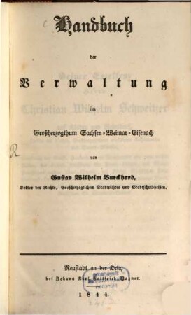 Handbuch der Verwaltung im Großherzogthum Sachsen-Weimar-Eisenach