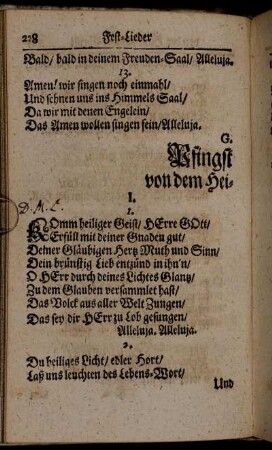 G. Pfingst-Lieder von dem Heiligen Geiste.