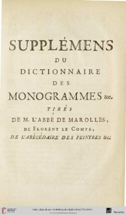 Supplémens du dictionnaire des monogrammes […]