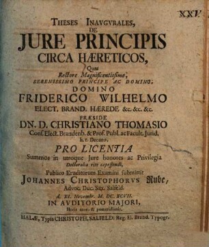 Theses Inaugurales, De Jure Principis Circa Haereticos