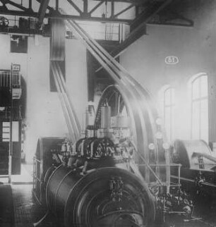 Stahlbandantrieb einer Verbunddampfmaschine : Technikgeschichte | Maschinenbau | Maschinenelemente | Transmissionen, Getriebe