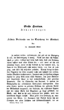 Fröbels Verdienste um die Erziehung der Kindheit