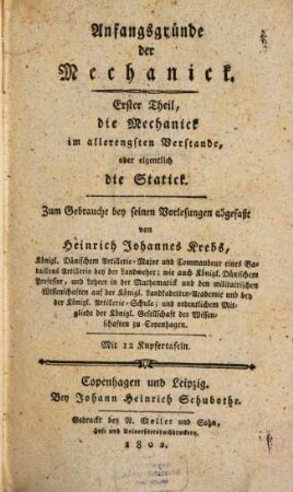 Anfangsgründe der Mechanik