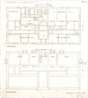 Fischer, Theodor; Schweinfurt (Bayern); Basaltwerke, Verwaltungs-Gebäude - Grundriss Keller