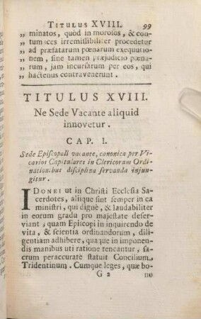 Titulus XVIII. Ne Sede Vacante aliquid innovetur.