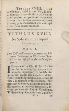 Titulus XVIII. Ne Sede Vacante aliquid innovetur.