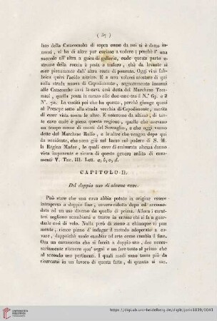 Capitolo II: Del doppio uso di aleune cave