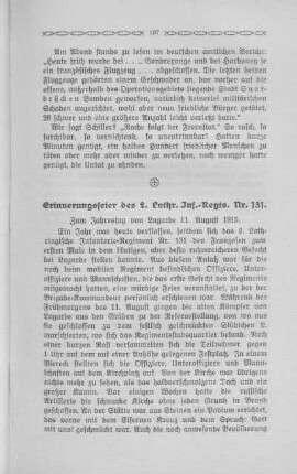 66. Erinnerungsfeier des 2. Lothr. Inf.-Regts. Nr.131