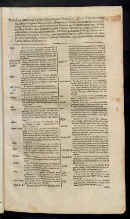 Elenchus Auctorum plerorumque, tam Veterum, quam Recentiorum Alphabeticus ... [Teil 1]