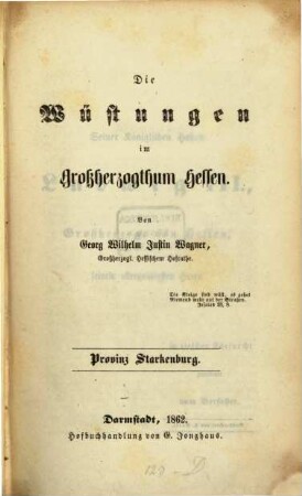 Die Wüstungen im Großherzogthum Hessen. 1862