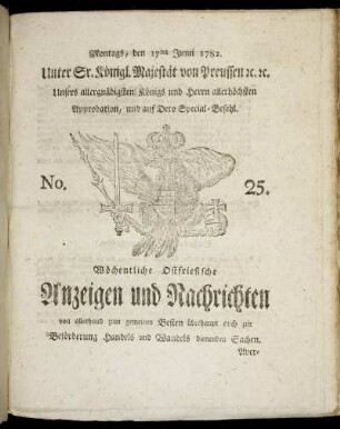 No. 25. Montags, den 17ten Junii 1782