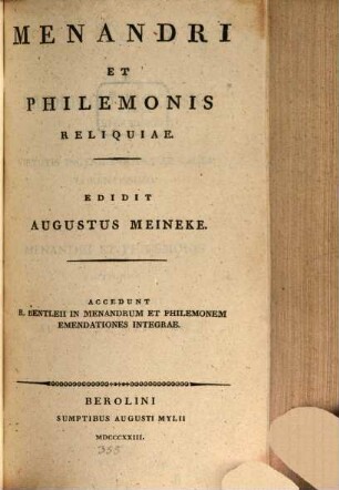 Menandri et Philemonis Reliquiae