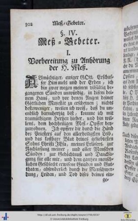 Meß-Gebeter.