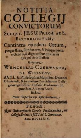Notitia collegii convictorum Soc. J. Pragae