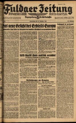 Ausgabe vom Donnerstag, den 18. Dezember 1941.