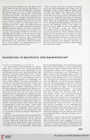 Rundschau in Baupolitik und Bauwirtschaft