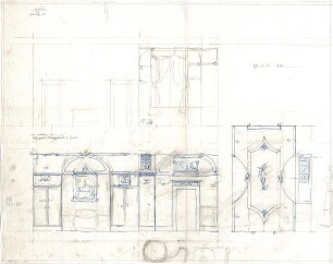 Fischer, Theodor; Nürnberg; Haus Adelsberger - Schlafzimmer der Dame (Ansicht, (Wandabwicklung, Details)