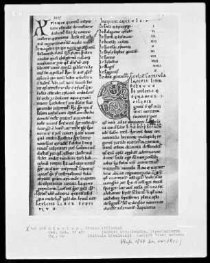 Isidori Hispalensis - Etymologiarum libri 9 — Initiale E(cclesia), Folio 80recto
