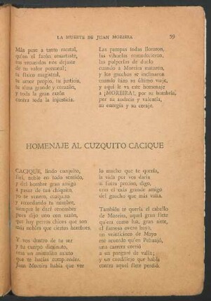 Homenaje al cuzquito cacique