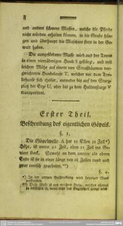 Erster Theil. Beschreibung des eigentlichen Göpels