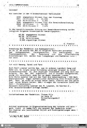 Anmerkungen der Redaktion zum Radwegeartikel