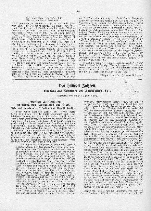Vor hundert Jahren