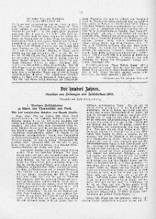 Vor hundert Jahren